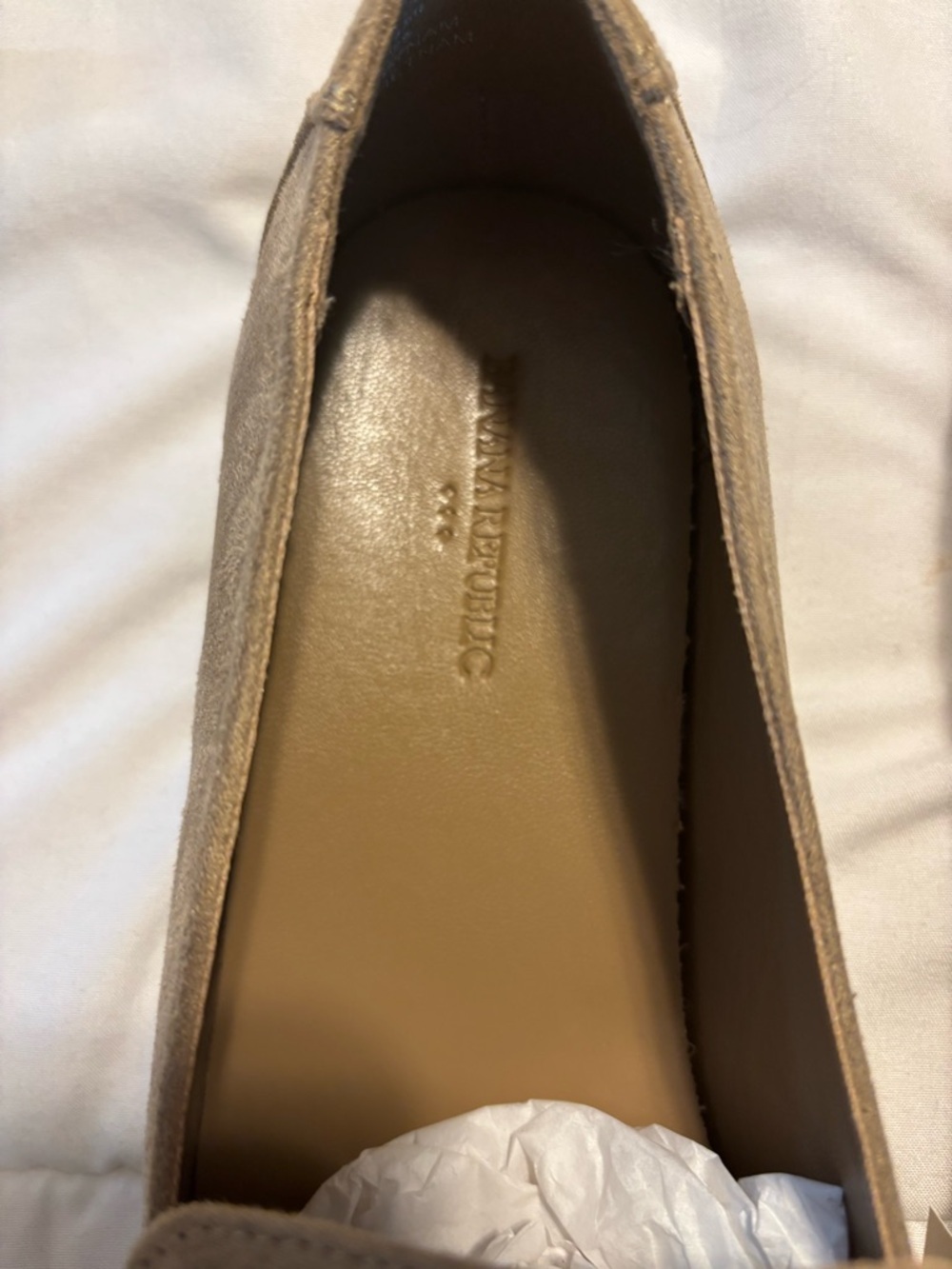 Banana Republic Taupe Vegan Leather Gathered Loafer Women's Size 8.5 new - Picture 6 of 9